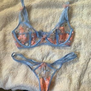 For Love & Lemons Lily Bra and Thong Set